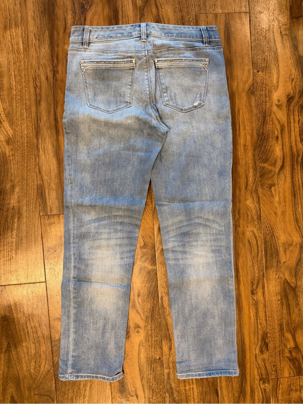 WHBM Distressed Straight Leg Cropped Ankle Jeans - Picture 6 of 7